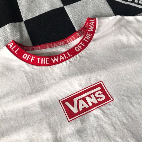 vans shirt red and white
